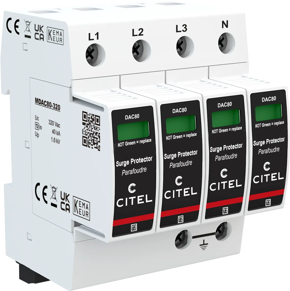 Устройство защиты от импульсных перенапряжений Citel DAC80S-40-320 (821210324), тип 2, Imax 80 кА